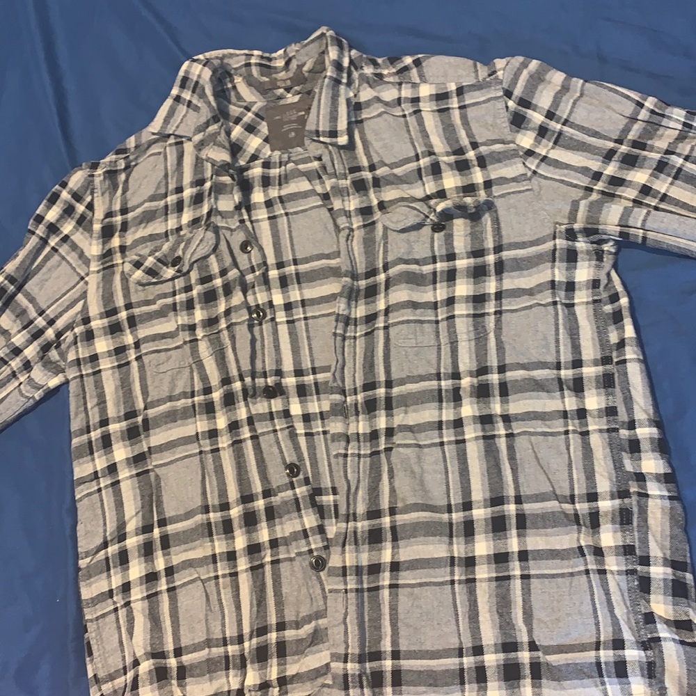 Dark blue, white and grey LARGE flannel